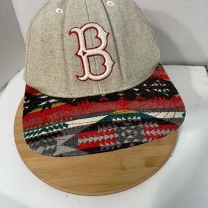 Boston Red Sox Hat Beige Aztec Tribal Bill Cooperstown Collection MLB Baseball